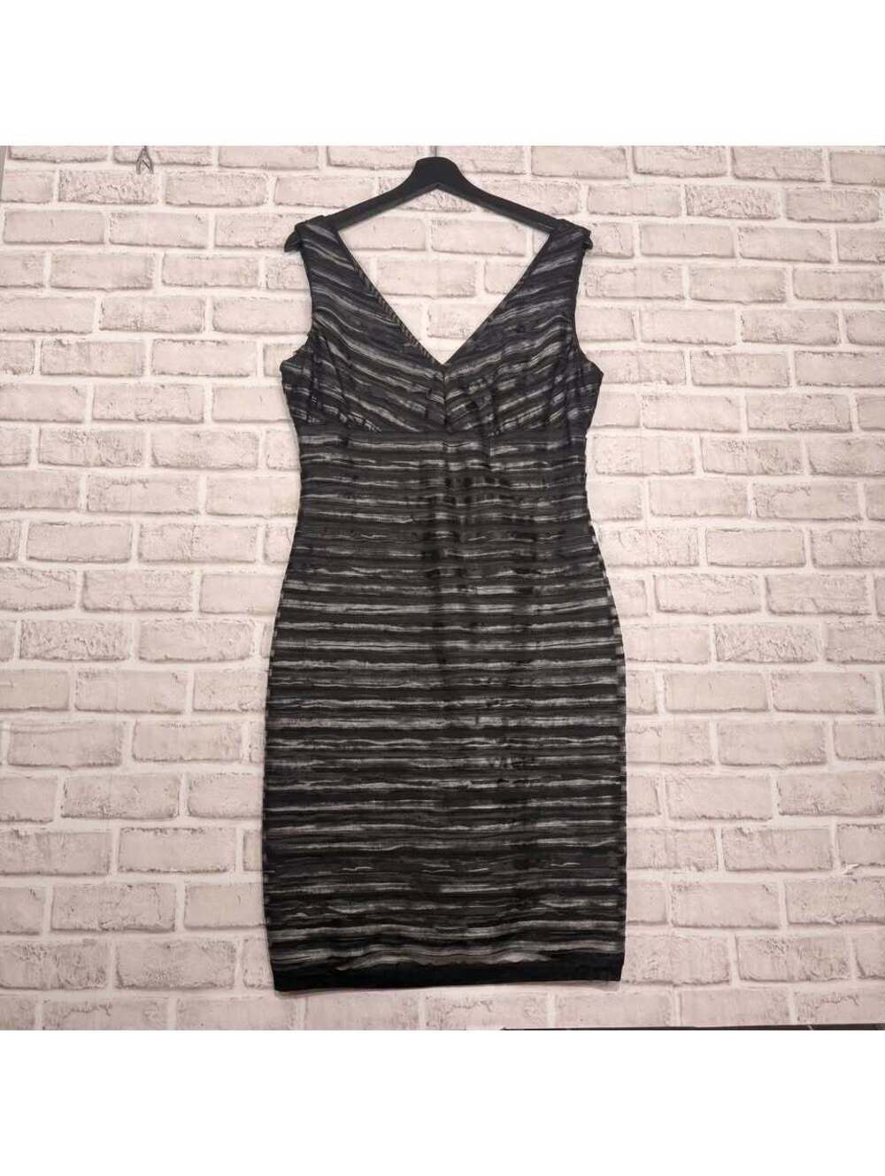Laura Silver and Black Striped Dress Women's 10
